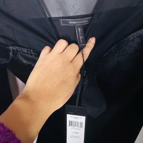 bcbgmaxazria velvet and mesh black bodysuit - Picture 4 of 9